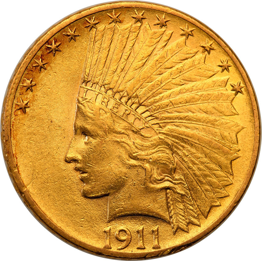 USA 10 $ dolarów Indianin 1911 Philadelphia st.2+